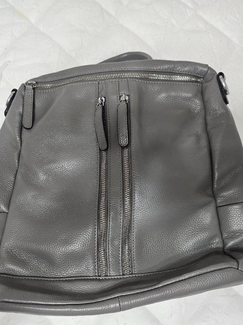BOYATU Gray Leather Convertible Backpack Purse
